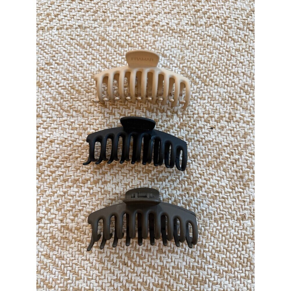 Set of 3 Large Claw Hair Clips – Neutral Tones